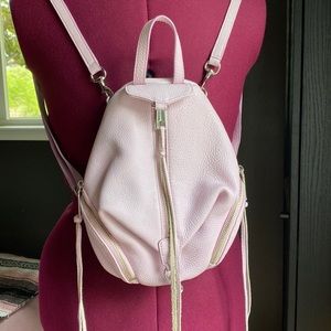 Rebecca Minkoff Mini Julian Pebbled Leather Convertible Backpack in Light Pink